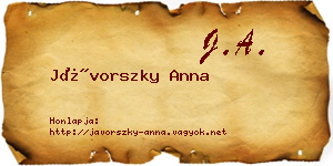 Jávorszky Anna névjegykártya