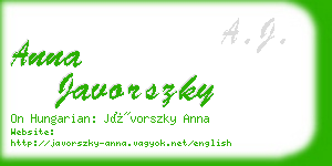 anna javorszky business card
